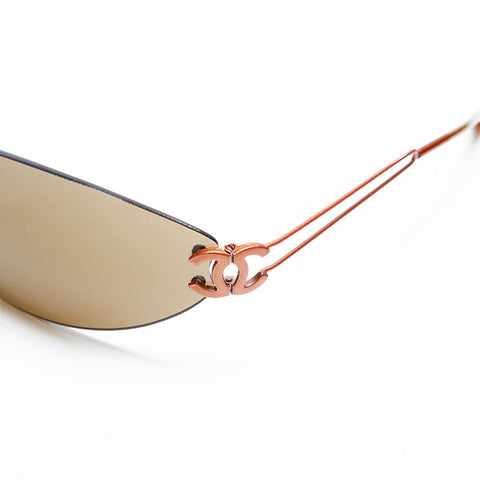 CHANEL Rimless COCO Mark sunglasses Brown WS20137