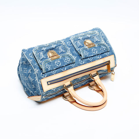 LOUIS VUITTON 2005 Monogram Denim Neo Speedy Handbag Navy WS20143
