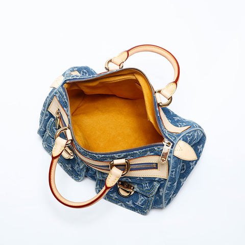 LOUIS VUITTON 2005 Monogram Denim Neo Speedy Handbag Navy WS20143