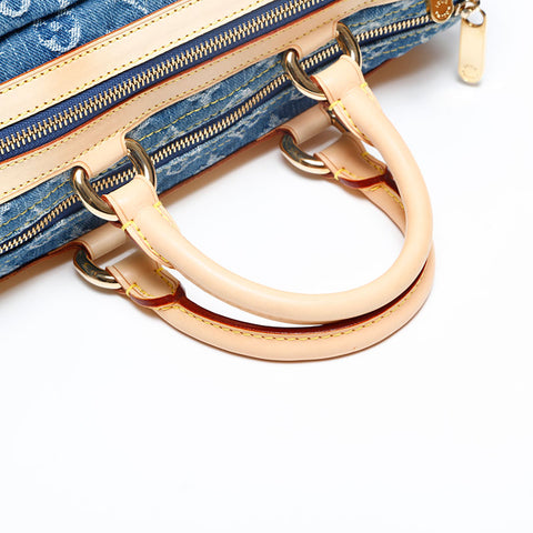 LOUIS VUITTON 2005 Monogram Denim Neo Speedy Handbag Navy WS20143