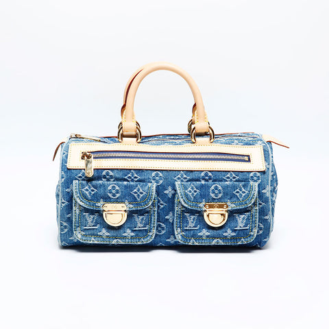 LOUIS VUITTON 2005 Monogram Denim Neo Speedy Handbag Navy WS20143