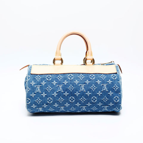LOUIS VUITTON 2005 Monogram Denim Neo Speedy Handbag Navy WS20143