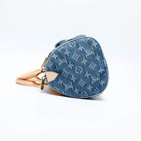 LOUIS VUITTON 2005 Monogram Denim Neo Speedy Handbag Navy WS20143