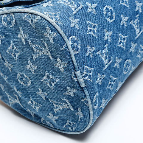LOUIS VUITTON 2005 Monogram Denim Neo Speedy Handbag Navy WS20143