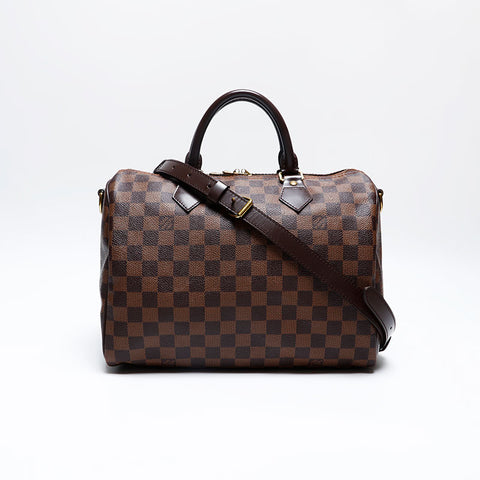 LOUIS VUITTON Damier Speedy Bandouliere 30 Handbag Brown WS20146