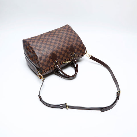 LOUIS VUITTON Damier Speedy Bandouliere 30 Handbag Brown WS20146