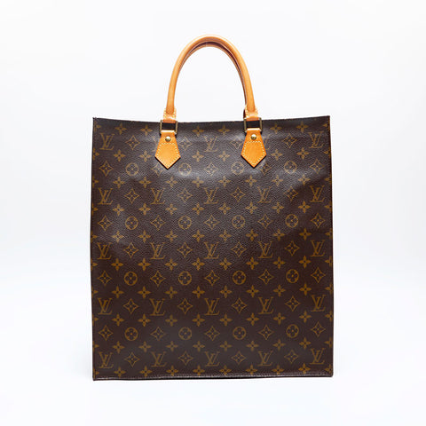 LOUIS VUITTON Monogram Sac Plat Tote Bag Brown WS20147