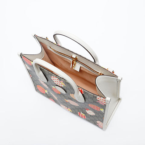 GUCCI Apple Pattern 2way GG Supreme Tote Bag Brown WS20150
