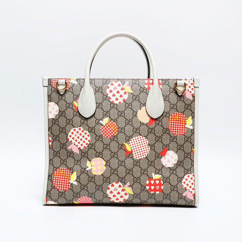 GUCCI Apple Pattern 2way GG Supreme Tote Bag Brown WS20150