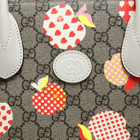 GUCCI Apple Pattern 2way GG Supreme Tote Bag Brown WS20150