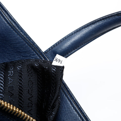 PRADA 2way Saffiano Leather Handbag Navy WS20151