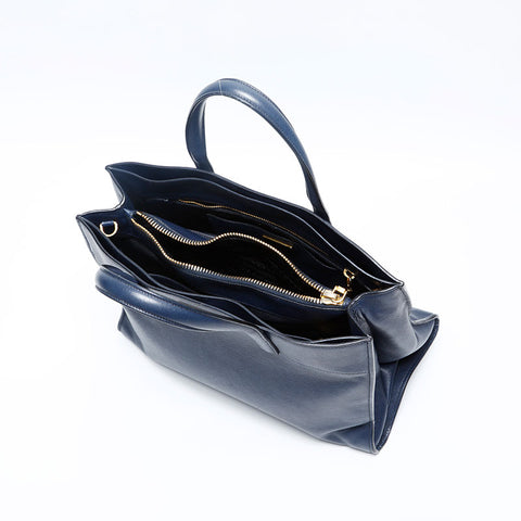 PRADA 2way Saffiano Leather Handbag Navy WS20151