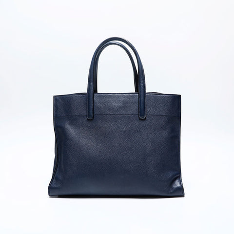 PRADA 2way Saffiano Leather Handbag Navy WS20151