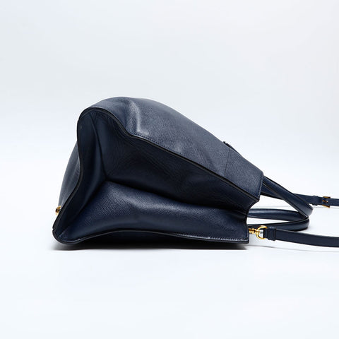 PRADA 2way Saffiano Leather Handbag Navy WS20151