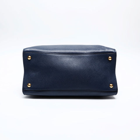 PRADA 2way Saffiano Leather Handbag Navy WS20151