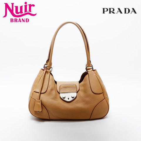 PRADA Logo leather one belt Shoulder Bag Brown WS20154