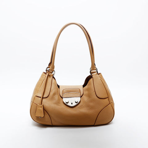 PRADA Logo leather one belt Shoulder Bag Brown WS20154