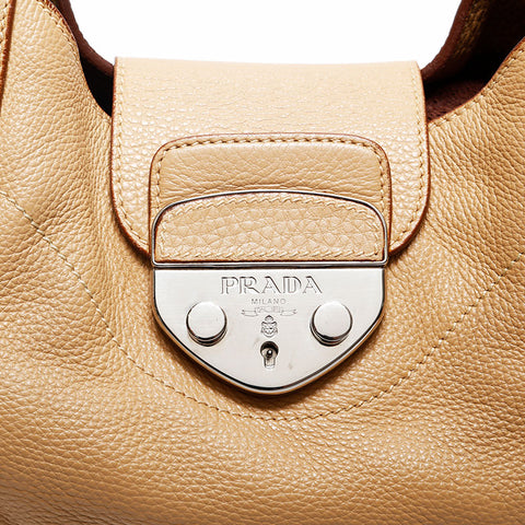 PRADA Logo leather one belt Shoulder Bag Brown WS20154