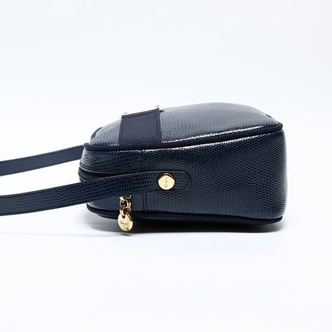 Salvatore Ferragamo Vara embossed leather Shoulder Bag Navy WS20155