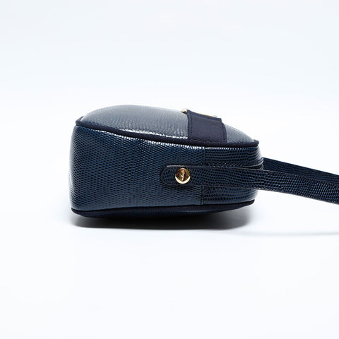 Salvatore Ferragamo Vara embossed leather Shoulder Bag Navy WS20155