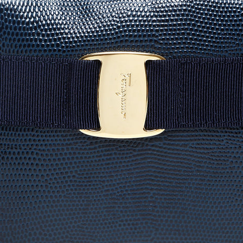Salvatore Ferragamo Vara embossed leather Shoulder Bag Navy WS20155