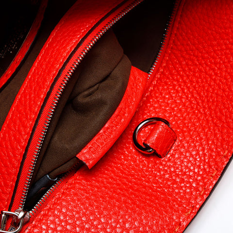 FENDI Leather Selleria Shoulder Bag Red WS20156