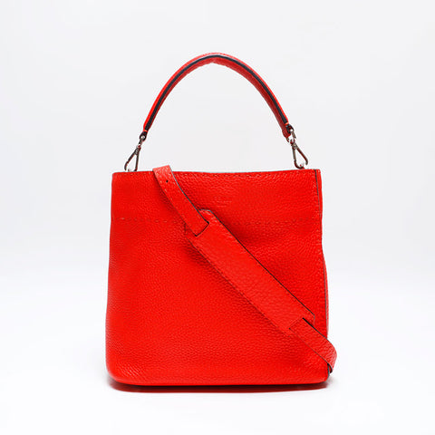 FENDI Leather Selleria Shoulder Bag Red WS20156