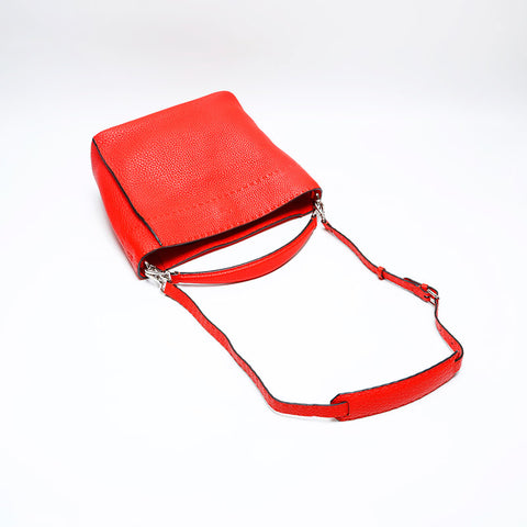 FENDI Leather Selleria Shoulder Bag Red WS20156