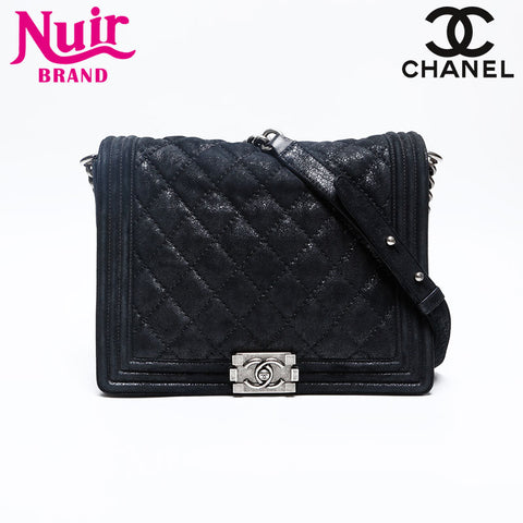 CHANEL Boy Chanel Suede 18th Series 2013-2014 Shoulder Bag black WS20160