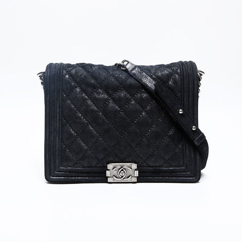 CHANEL Boy Chanel Suede 18th Series 2013-2014 Shoulder Bag black WS20160