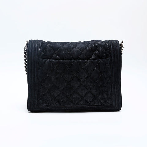 CHANEL Boy Chanel Suede 18th Series 2013-2014 Shoulder Bag black WS20160