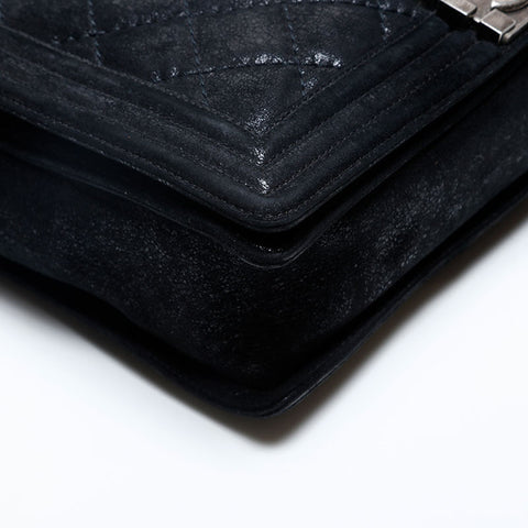 CHANEL Boy Chanel Suede 18th Series 2013-2014 Shoulder Bag black WS20160