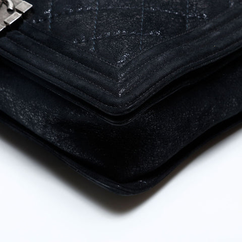 CHANEL Boy Chanel Suede 18th Series 2013-2014 Shoulder Bag black WS20160