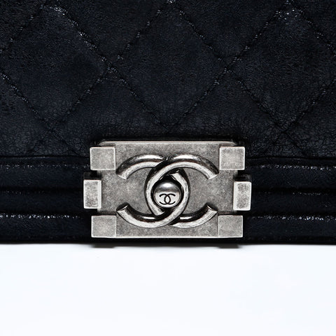 CHANEL Boy Chanel Suede 18th Series 2013-2014 Shoulder Bag black WS20160