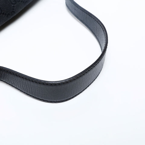 GUCCI Canvas Leather Horsebit Shoulder Bag black WS20161