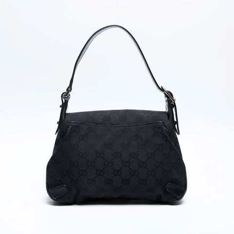 GUCCI Canvas Leather Horsebit Shoulder Bag black WS20161