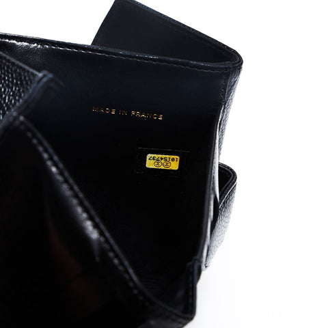 CHANEL Caviar Skin COCO Mark 10 series Bifold Wallet black WS20176