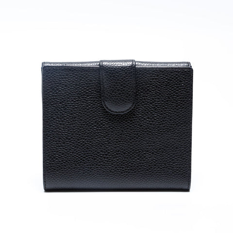 CHANEL Caviar Skin COCO Mark 10 series Bifold Wallet black WS20176