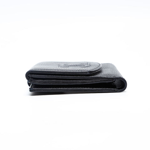 CHANEL Caviar Skin COCO Mark 10 series Bifold Wallet black WS20176