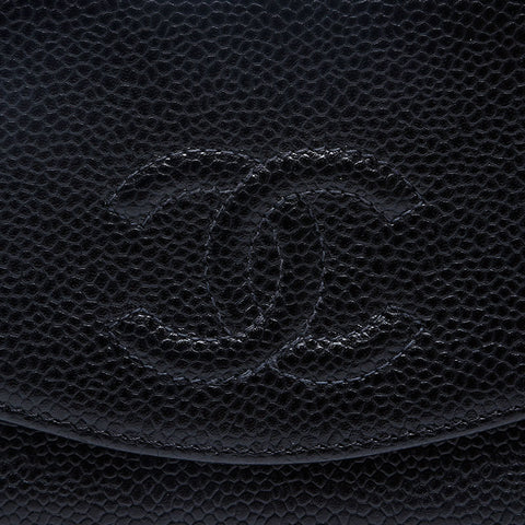 CHANEL Caviar Skin COCO Mark 10 series Bifold Wallet black WS20176