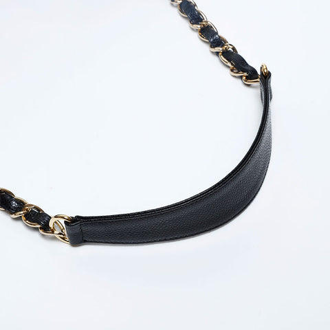 極美品 シャネル CHANEL ココマーク キャビアスキン 8番台 2003-2004 ハーフムーン ショルダーバッグ  ブラック WS20177
