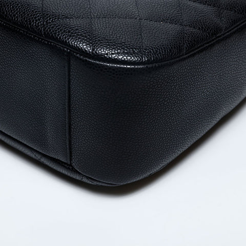 極美品 シャネル CHANEL ココマーク キャビアスキン 8番台 2003-2004 ハーフムーン ショルダーバッグ  ブラック WS20177