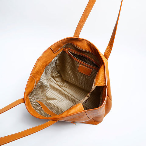 PRADA leather Tote Bag Brown WS20180