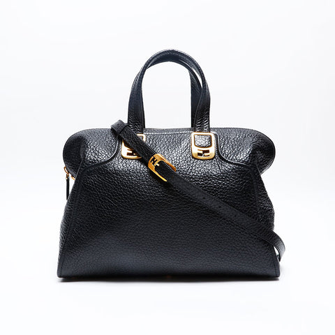 FENDI Leather 2way Chameleon Handbag black WS20182