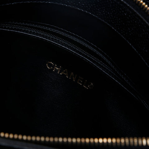 CHANEL 3rd Series 1994-1995 Turnlock Caviar Skin COCO Mark Shoulder Bag black WS20184