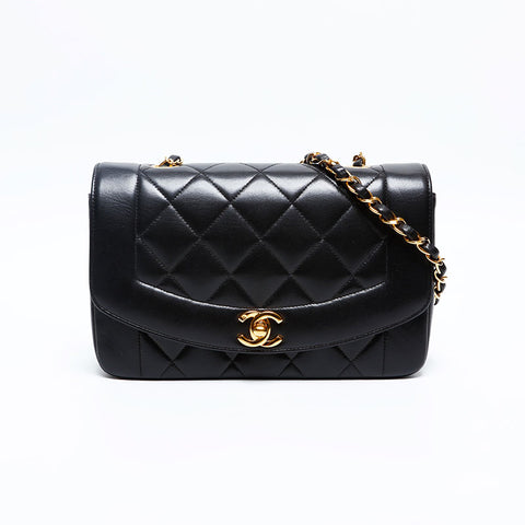 CHANEL No. 3 1994-1996 Diana Matelasse Lambskin Shoulder Bag black WS20185