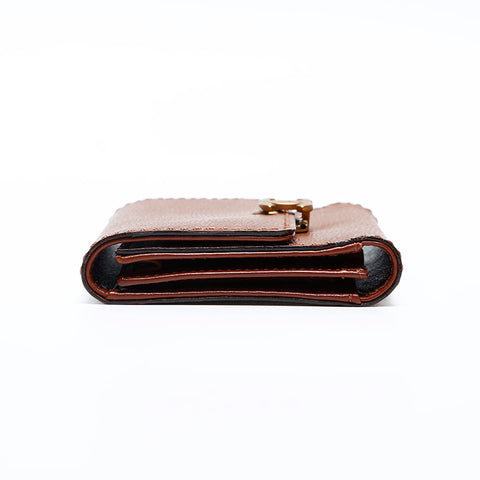 CHANEL Caviar Skin COCO Mark 5th Series 1997-1999 Bifold Wallet Brown WS20188