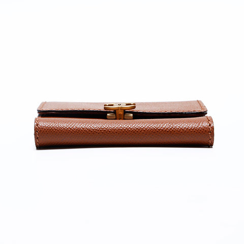 CHANEL Caviar Skin COCO Mark 5th Series 1997-1999 Bifold Wallet Brown WS20188