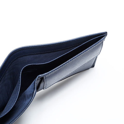 PRADA Logo Safiano Bifold Wallet Navy WS20191