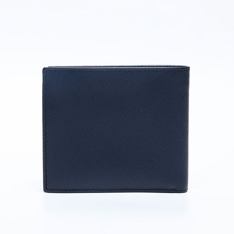 PRADA Logo Safiano Bifold Wallet Navy WS20191
